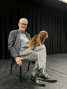 alt="John Deaderick and dog Piper"