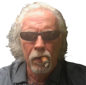 Author Hotse Langeraar profile picture with sunglasses and cigar