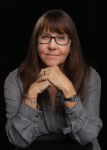 Woman portrait with long brown hair