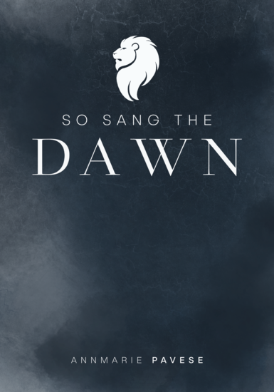 dark blue book cover with white lion crest