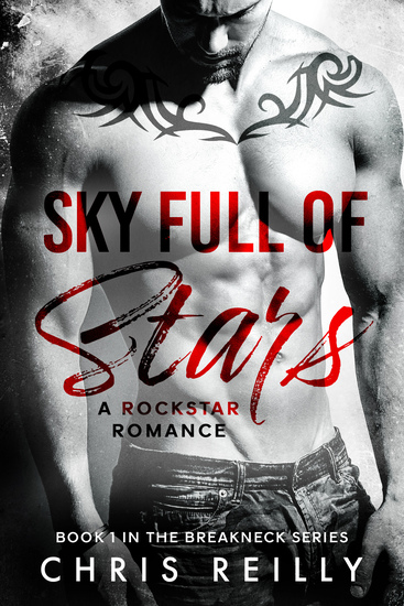 Shirtless man with title of book and author name