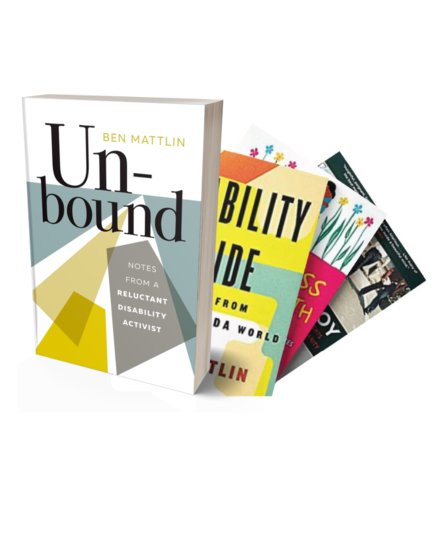 Squiggly beige and yellow arrows pointing off in the distance, through the words of the title and my name