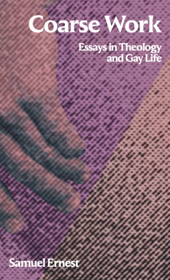 A salmon-colored, transulcent hand descends from the top left of the cover, broken over the spine. Behind the hand, a purpler vector. Behind the purple, a light pink with newsprint texture. The cover of the book is in Auroc font in white.