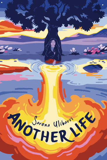 Another Life: illustrated, a woman sits beneath a Joshua Tree with eyes closed and touches a finger to water. The reflection shows an upside down explosion.