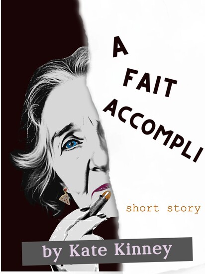 Elderly white woman with blue eyes wearing pizza earrings puts on orange lipstick