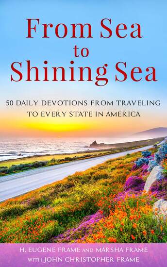 Cover of book - road along Pacific ocean with sunset ad many flowers