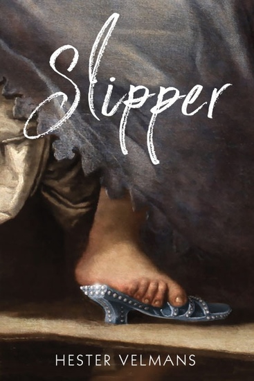 Classical painting close-up of woman’s foot on top of a fancy beaded shoe, peeking out under petticoat.