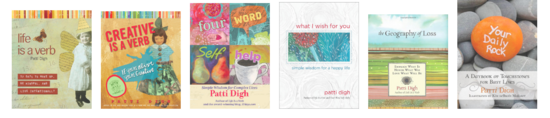 Photos of the covers of six of Patti Digh's published books