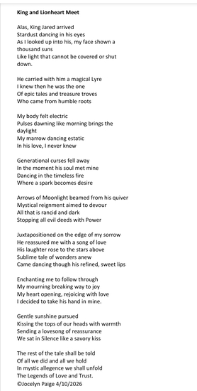 King and Lionheart Meet written text poem in it's entirety