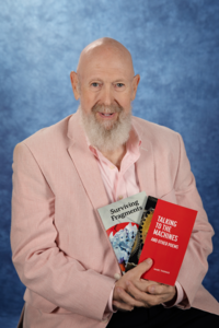 Marc Thomas with his two published books - Surviving Fragments and Talking to the Machines