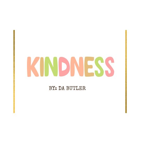 The word kindness spelled out in pastel colours.