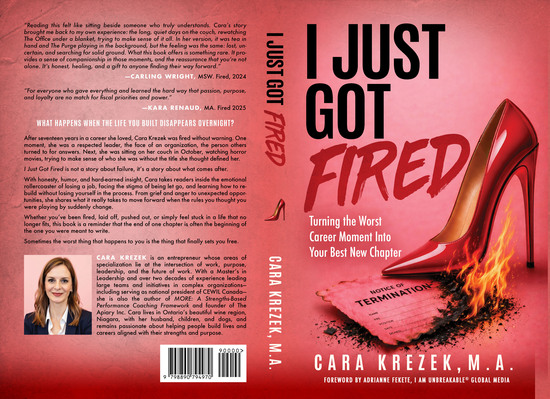 Book cover of I Just Got Fired: Turning Your Worst Career Moment Into Your Best New Chapter by Cara Krezek.