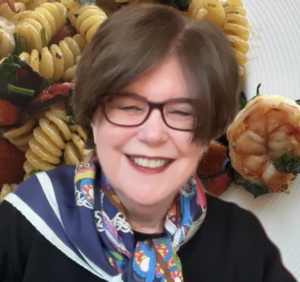 Woman with blue scarf