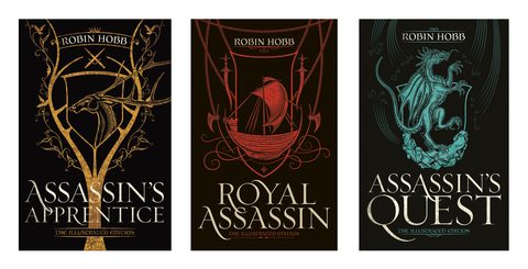All three Illustrated Editions of the Farseer Trilogy.