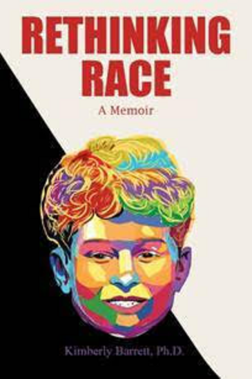 Multicolored child's face with black and white background