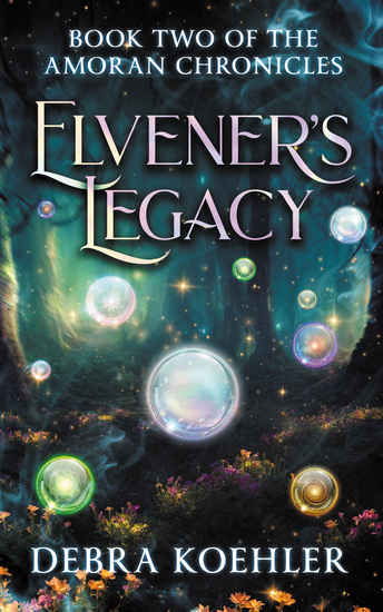 Book Cover with dark green background and floating luminscent balls of light
