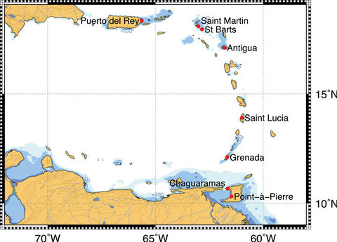Chart of eastern Carribbean