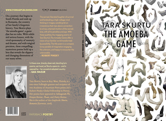 "The Amoeba Game" front cove: Title in large black letters over a collage of tiny cut-out arms, in various positions, from old photographs on a white background. 