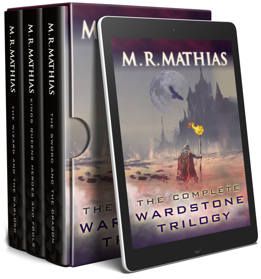 An ereader and boxed set image of The Complete Wardstone Trilogy