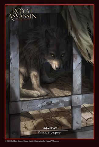 Here we see Nighteyes the wolf as a caged and abused cub, as Fitz first met him