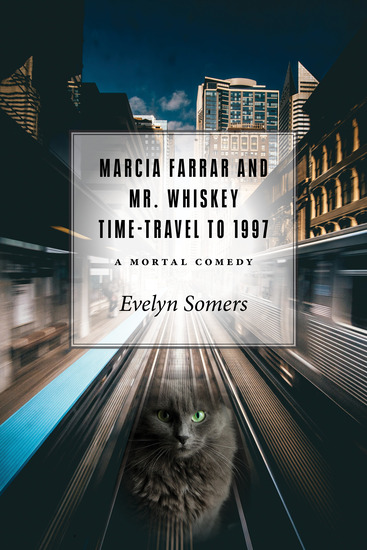 Book cover with cat and elevated train