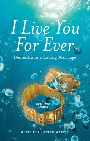 Illustration of the couple's wedding rings with a background of underwater bubbles because they enjoyed scuba diving.