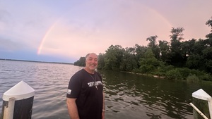 Samuel J. Cachola Smiling in Black Shift Happens T'shirt from, "The Big Red Barn Retreat"